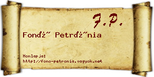 Fonó Petrónia névjegykártya